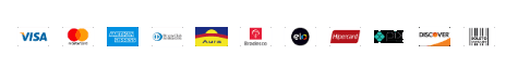 Visa, Mastercard, American Express, Diners, Aura, Bradesco, Elo, Hipercard, Pix, Discover e boleto