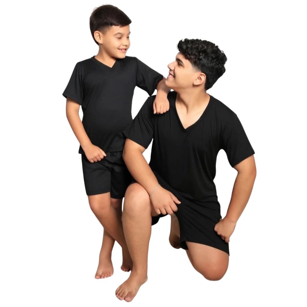 Pijama Masculino Gola V Preto — imagem 1