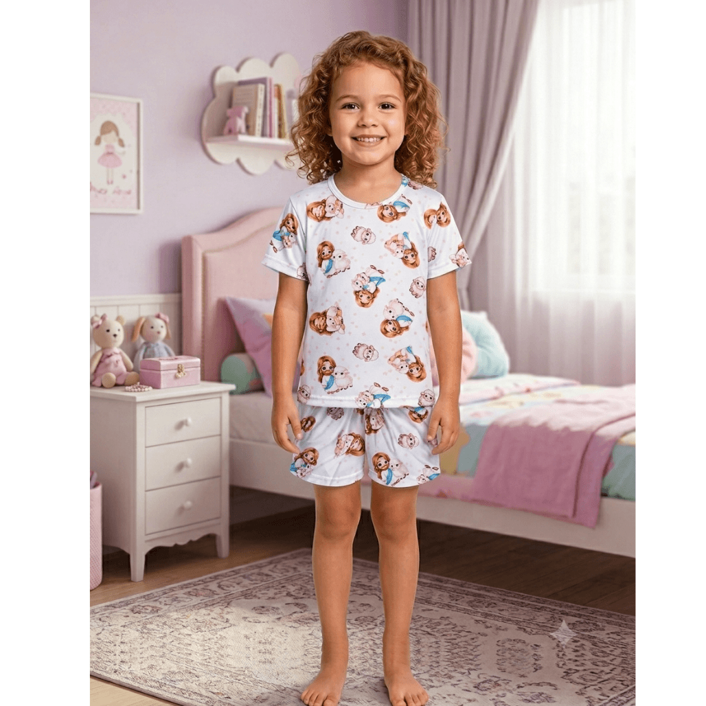 Foto de Pijama Menina Short Manga Curta Jesus