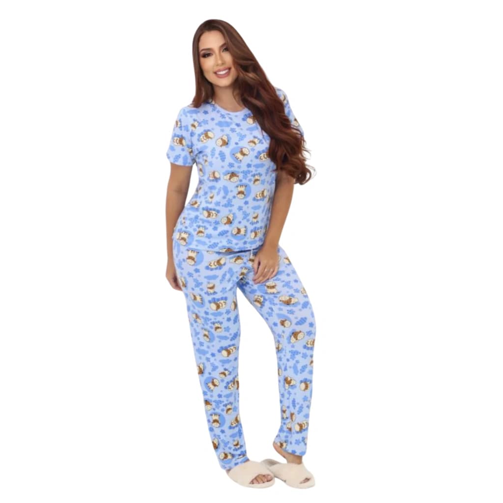 Pijama Feminino Calça Manga Curta Ovelha — imagem 1