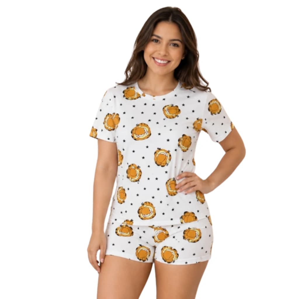 Pijama Feminino Short Manga Curta Garfild — imagem 1