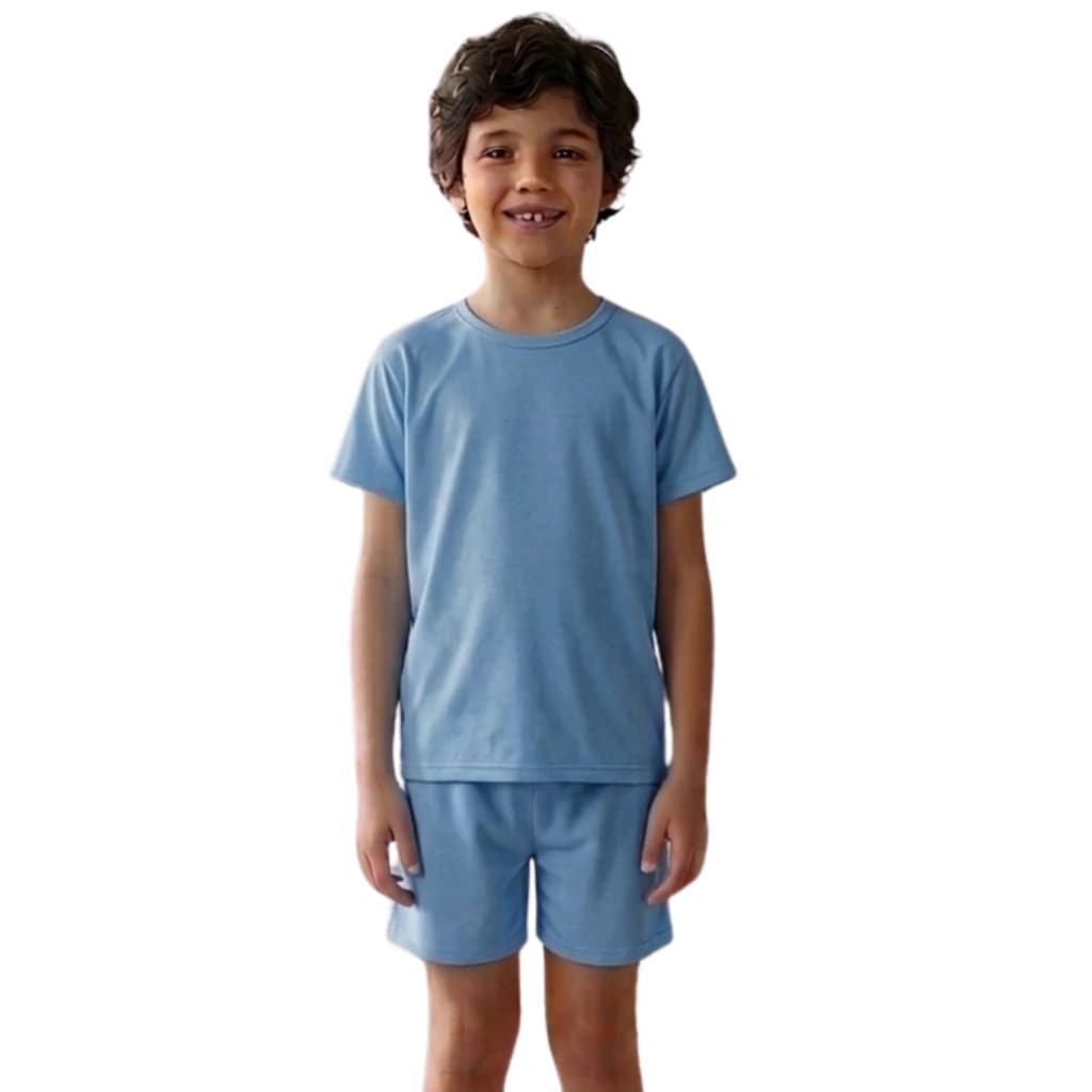 Pijama Menino Short Manga curta Azul Claro — imagem 1