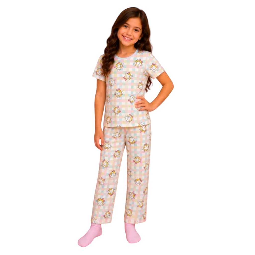 Pijama Menina Calça Manga curta Bia Quadrinhos — imagem 1