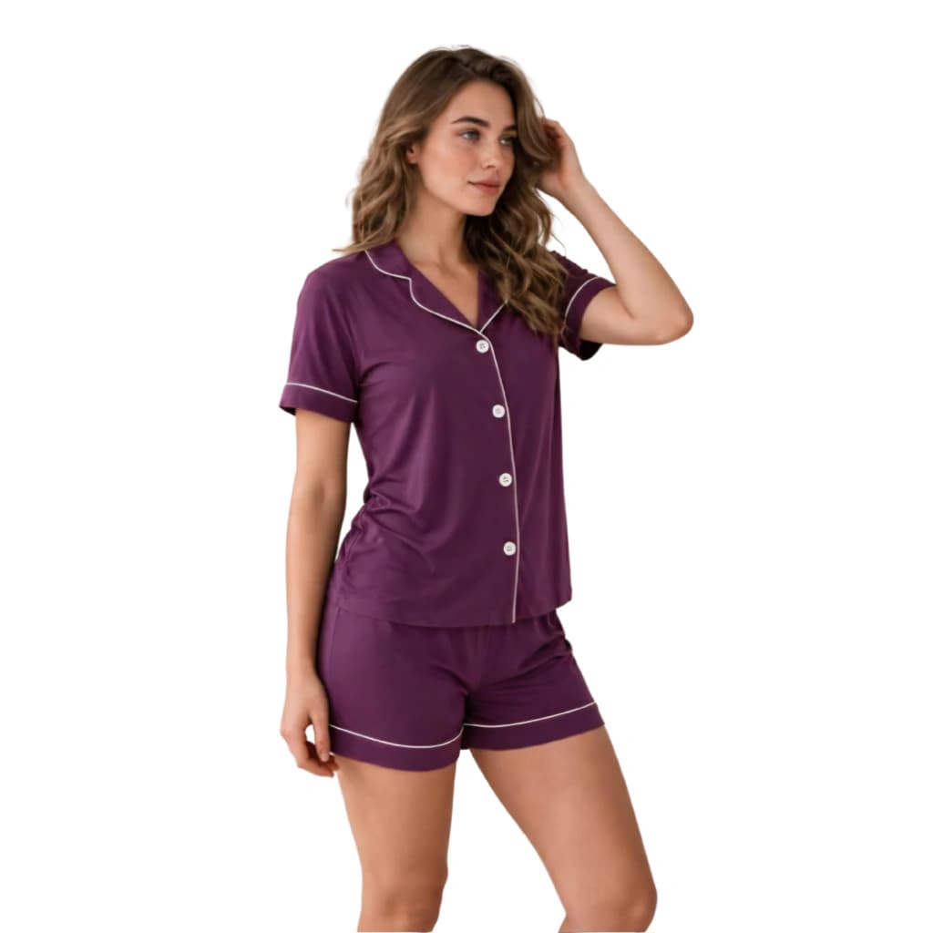 Pijama Feminino Americano Short Manga Curta Uva — imagem 1