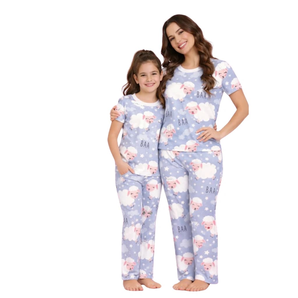 Pijama Menina Calça Manga curta Lilás Ovelhinha — imagem 1