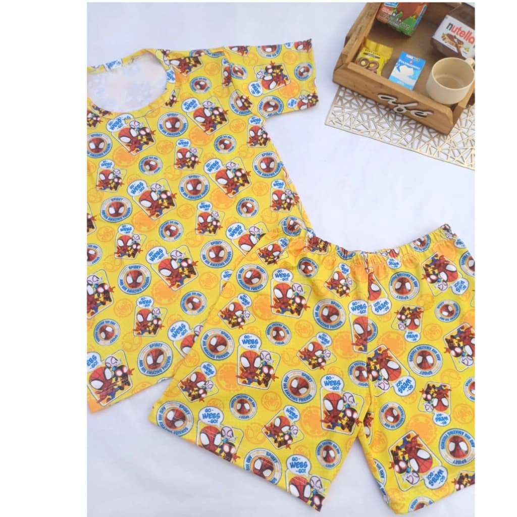 Pijama Menino Short Manga curta Aranha Amarelo — imagem 1