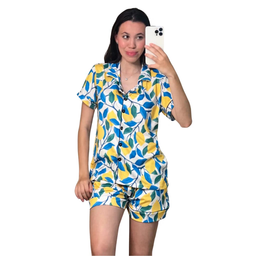 Pijama Feminino Americano Short Manga Curta Limão Siciliano — imagem 1