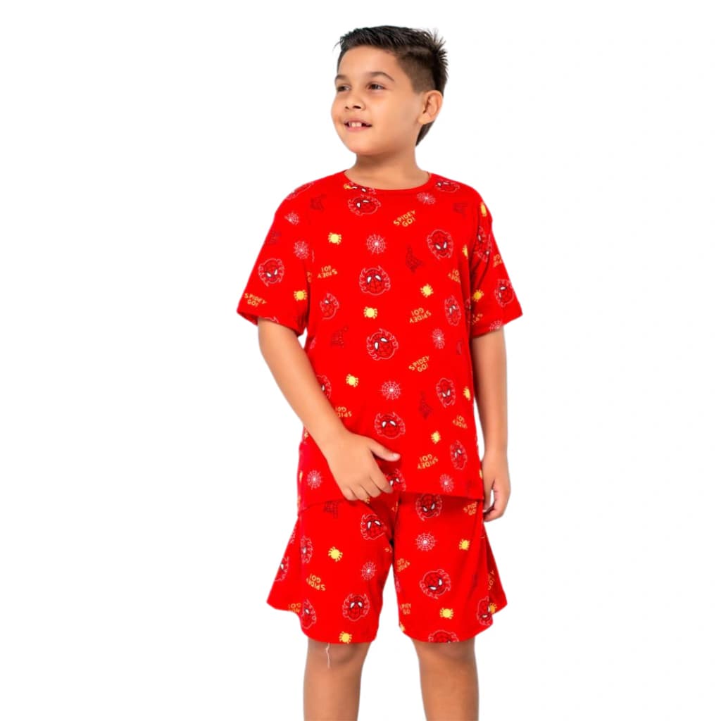 Pijama Menino Short Manga curta Aranha Vermelho — imagem 1
