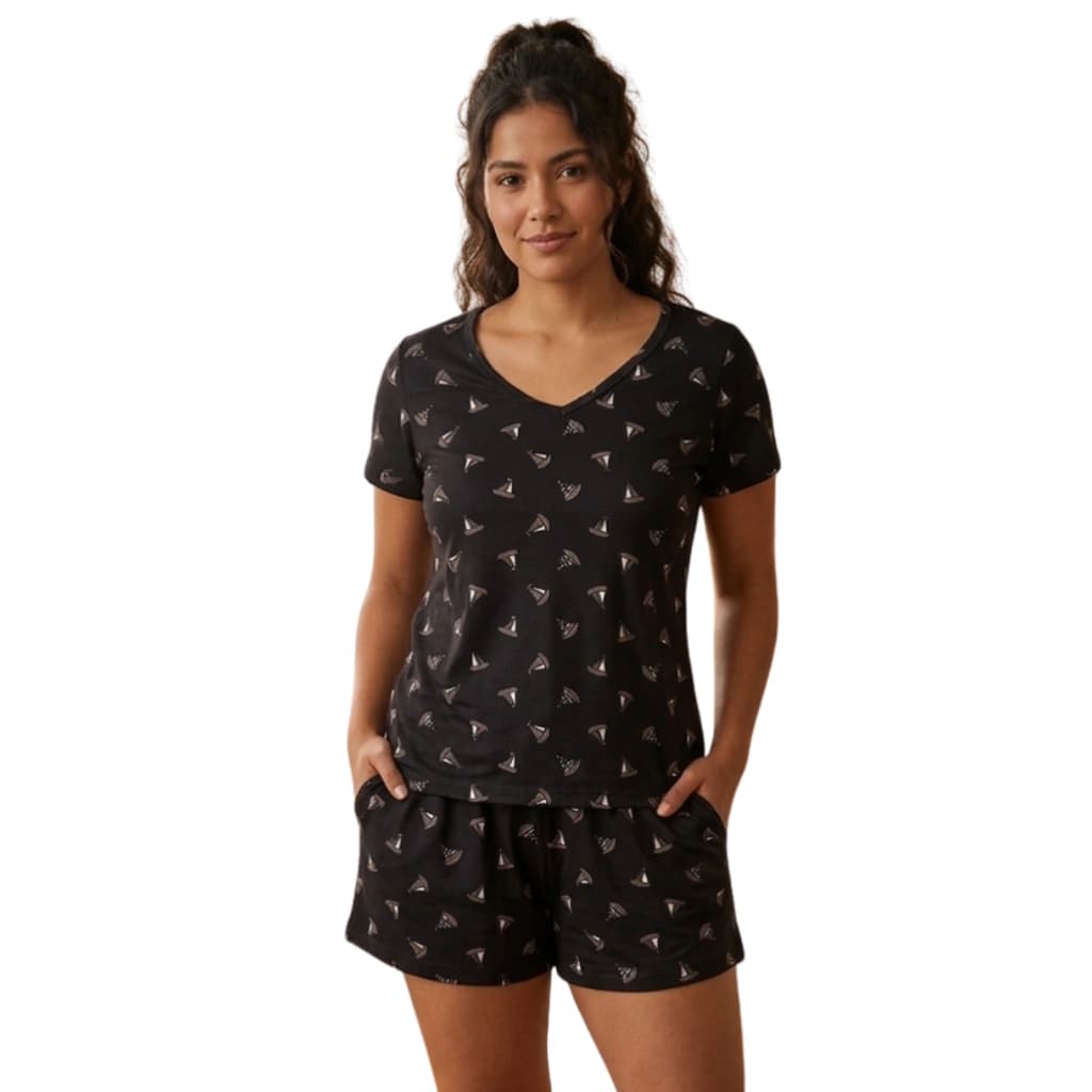 Pijama Feminino Short Manga Curta Barco — imagem 1