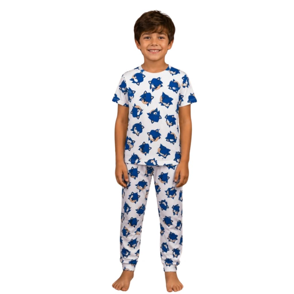 Pijama Menino Calça Manga curta Sonic Branco — imagem 1