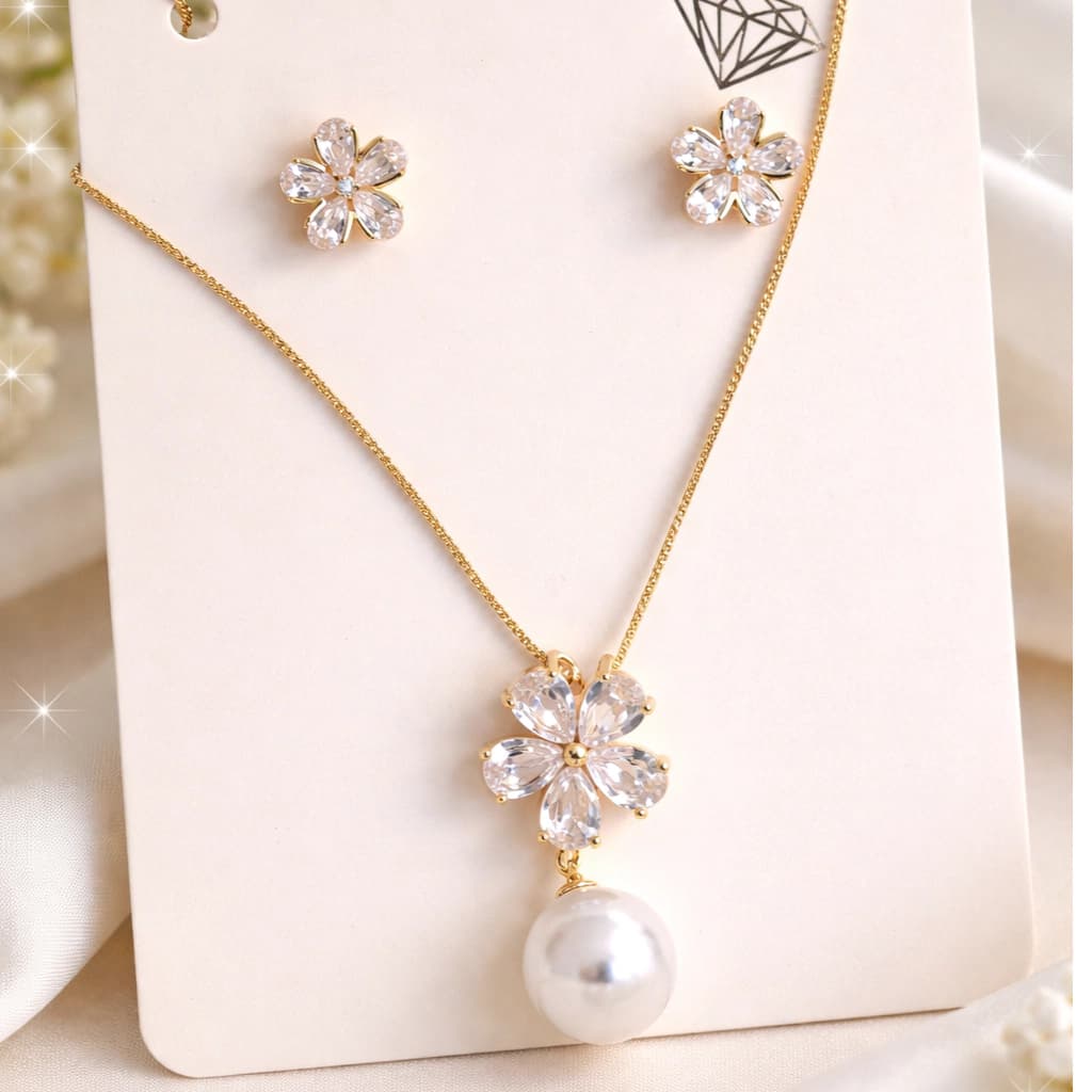 Conjunto Pérola e Flor de Cristal — imagem 1