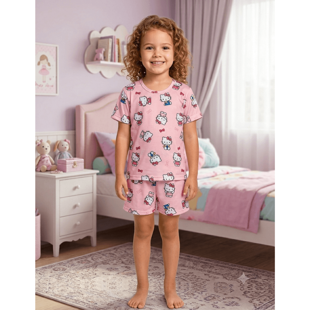 Foto de Pijama Menina Short Manga Curta Hello Kitty Rosa
