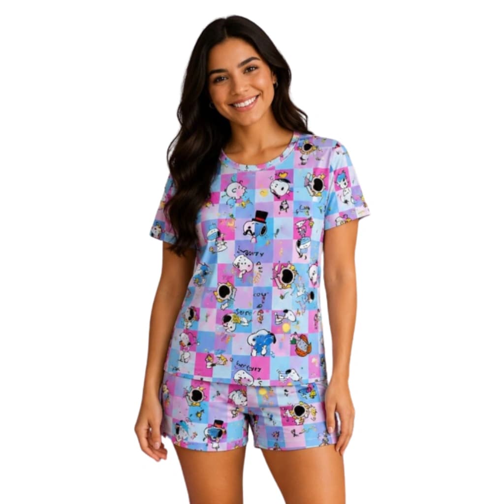 Pijama Feminino Short Manga Curta Snoop — imagem 1