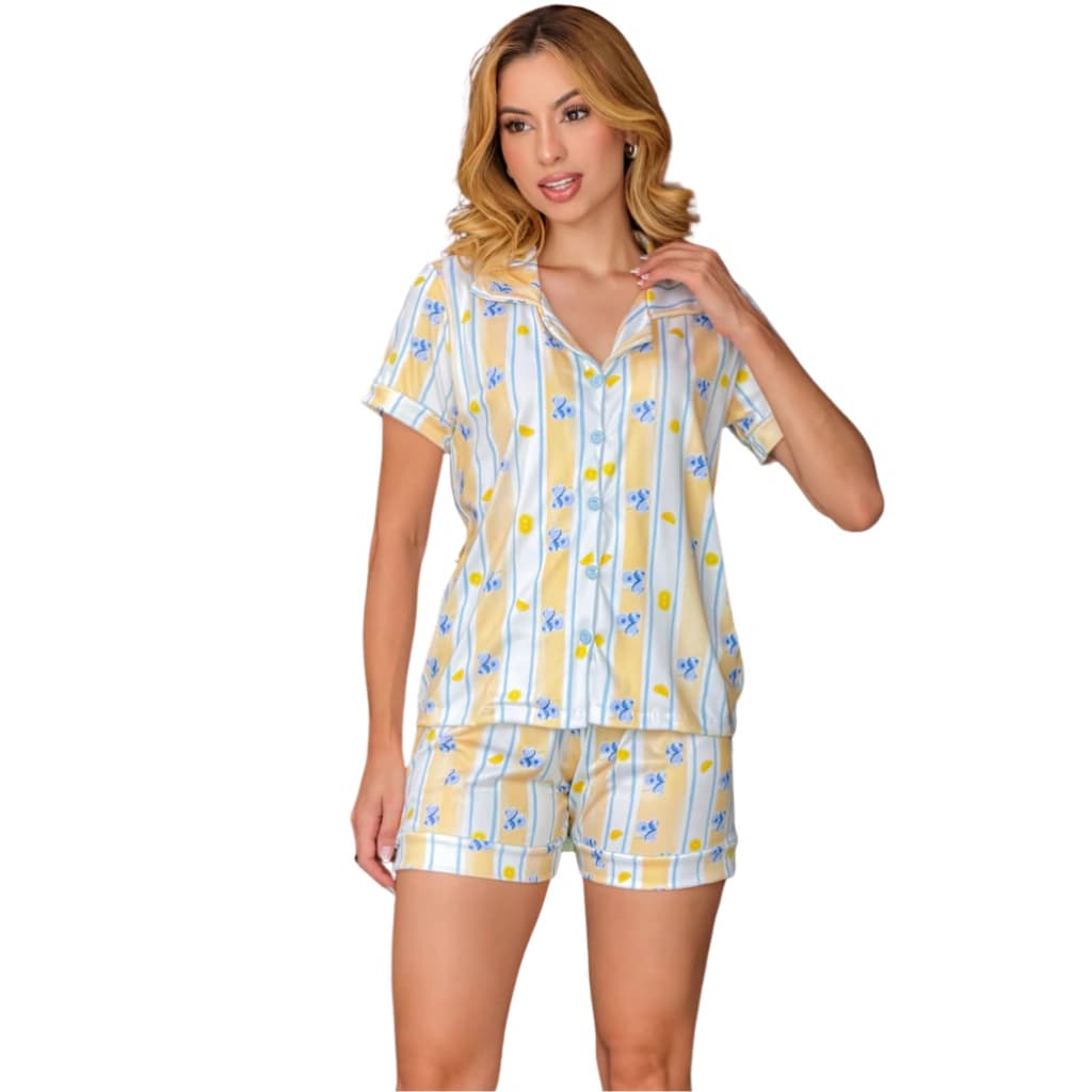 Pijama Feminino Americano Short Manga Curta Blueberry — imagem 1