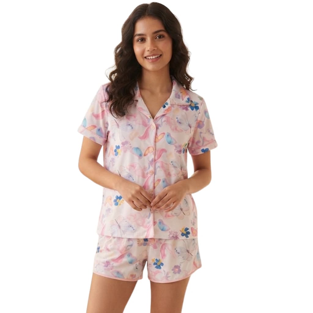 Pijama Feminino Americano Short Manga Curta Jardim Encantado — imagem 1