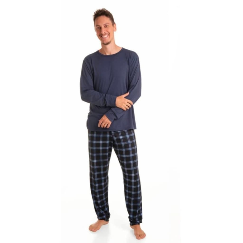 Pijama Masculino Calça Manga Longa Preto — imagem 1