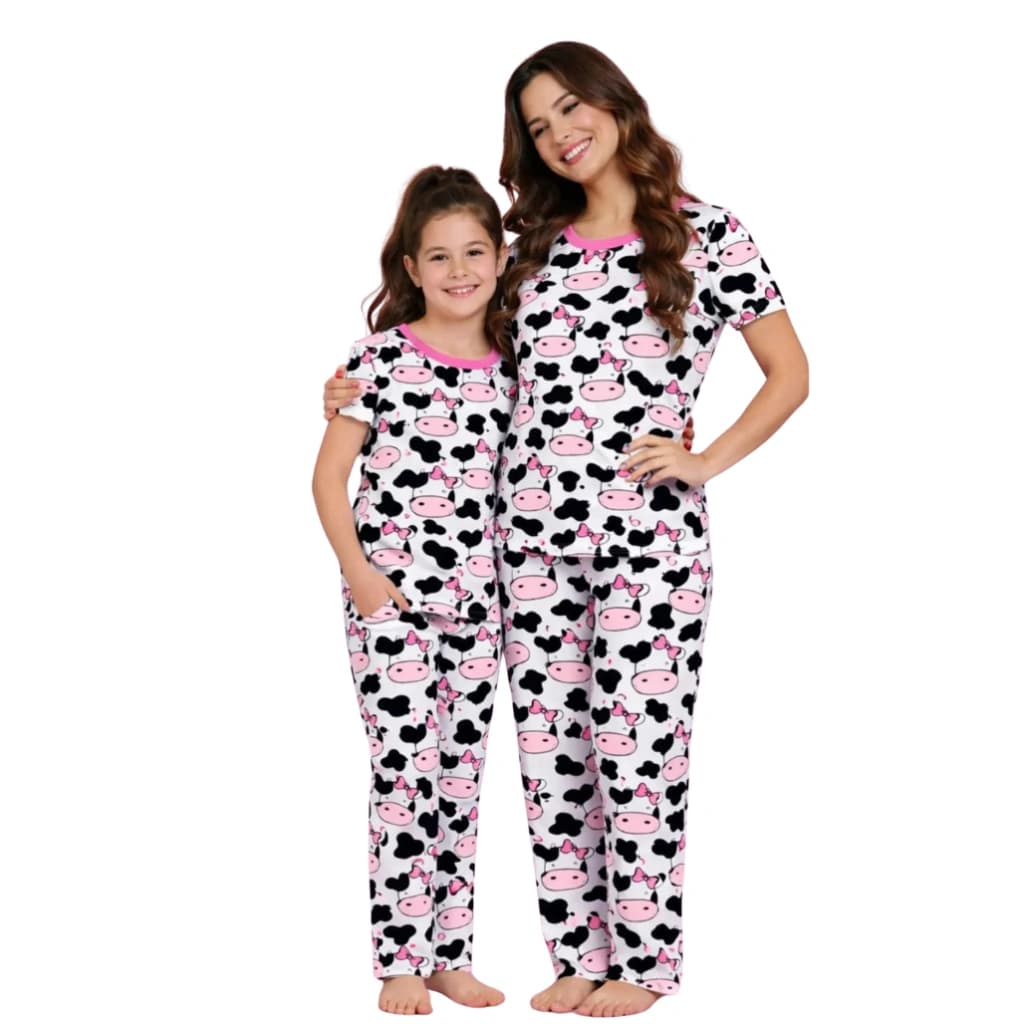 Pijama Menina Calça Manga curta Vaquinha Moo — imagem 1