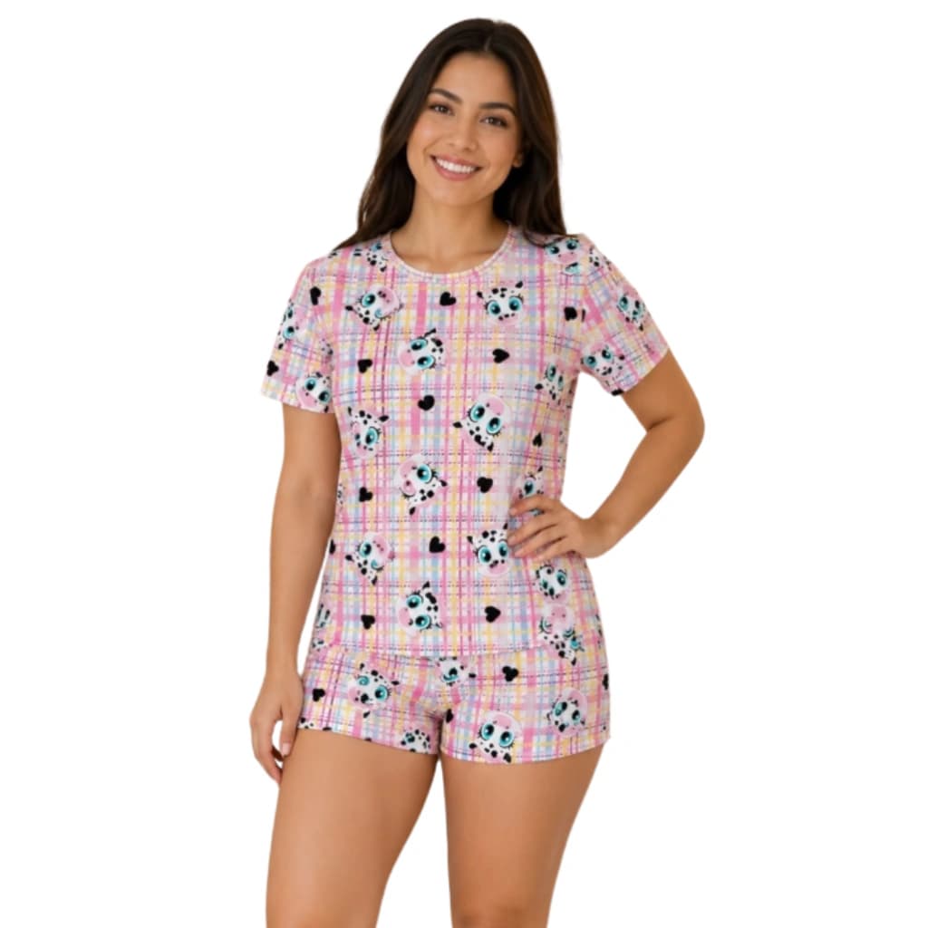 Pijama Feminino Short Manga Curta Pucket — imagem 1